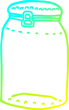 Bir insan tarafından çizilmiş bir çizgi film kavanozunun soğuk gradyan çizimi.