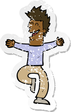 Bir insan tarafından çizilmiş gülen bir çizgi filmin gerilimli çıkartması.