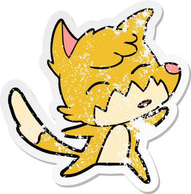 Bir insan tarafından çizilmiş tilki çizgi filminin sıkıntılı çıkartması.