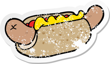 Bir insan tarafından çizilmiş bir sosislinin sıkıntılı çıkartması.