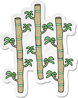 Bir insan tarafından çizilmiş karikatür bambu etiketi.