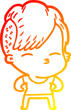 Bir insan tarafından çizilmiş karikatür kız kaslarının sıcak çizgi çizimi