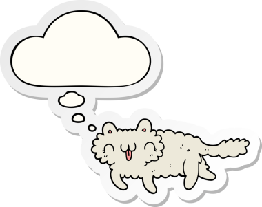 Düşünce baloncuklu çizgi film kedisi insan tarafından çizilmiş bir çıkartma.