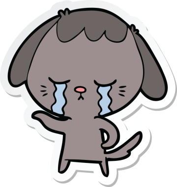 Bir insan tarafından çizilmiş, ağlayan bir köpeğin çıkartması.