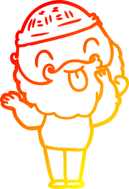 Sakallı bir adamın insan tarafından çizilmiş sıcak bir çizgi çizimi.