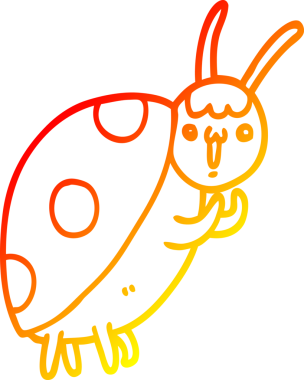 Bir insan tarafından çizilmiş sevimli bir uğur böceğinin sıcak çizgi çizimi