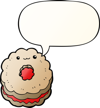 bir insan tarafından çizilmiş düzgün eğimli konuşma baloncuklu çizgi film bisküvisi