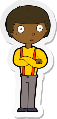 Bir insan tarafından çizilmiş bir çizgi film karakterinin çıkartması.