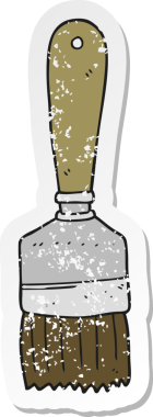 Bir insan tarafından çizilmiş karikatür boya fırçasının gerilimli yapıştırması.