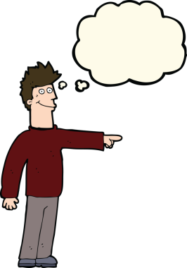 Bir insan tarafından çizilmiş düşünce balonlu mutlu bir adam.