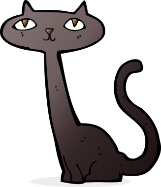 bir insan tarafından çizilmiş kara kedi çizgi filmi