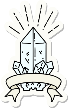 Bir insan tarafından çizilmiş dövme stili kuvars kristalinin çıkartması.