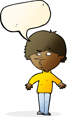 Bir insan tarafından çizilmiş konuşma baloncuğuyla omzunun üstünden bakan şüpheli bir adam.