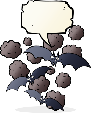 Bir insan tarafından çizilmiş konuşma balonlu vampir yarasalar.