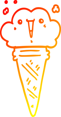 Bir insan tarafından çizilmiş karikatür dondurmasının sıcak çizgi çizimi