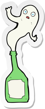 Şişede bir insan tarafından çizilmiş hayalet karikatürü.