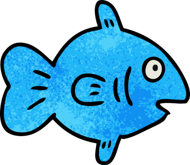 Bir insan tarafından çizilmiş bir deniz balığının el çizimi karikatürü.