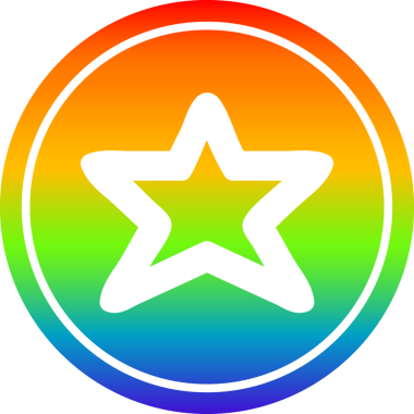 bir insan tarafından çizilmiş gökkuşağı gradyan bir yıldız şekli dairesel simgesi