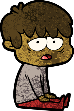 Bir insan tarafından çizilmiş bitkin çocuk çizgi filmi.