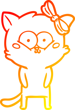 Bir insan tarafından çizilmiş çizgi film kedisinin sıcak çizgi çizimi