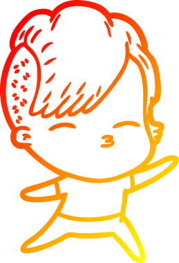 Bir insan tarafından çizilmiş çizgi film karakteri şaşı bir kızın sıcak çizgi çizimi