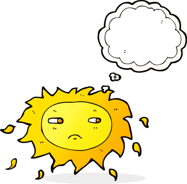 karikatür hüzünlü güneş düşünce baloncuğu insan tarafından çizilmiş