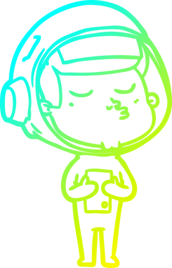 Bir insan tarafından çizilmiş kendinden emin bir astronotun soğuk çizgi çizimi.