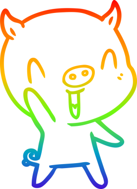 gökkuşağı gradyan çizimi mutlu çizgi domuz çizimi bir insan tarafından çizilmiş