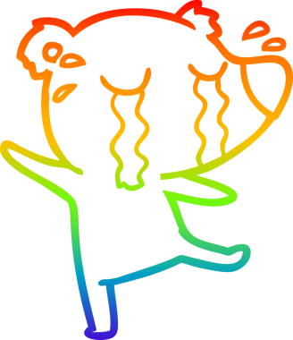 Bir insan tarafından çizilmiş ağlayan kutup ayısının çizgi çizimi.