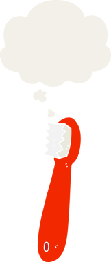 insan tarafından çizilmiş düşünce baloncuklu çizgi film diş fırçası