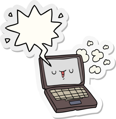 Bir insan tarafından çizilmiş konuşma kabarcığı etiketli çizgi film bilgisayarı