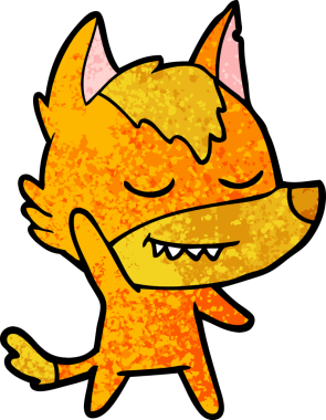 Bir insan tarafından çizilmiş tilki çizgi film karakteri