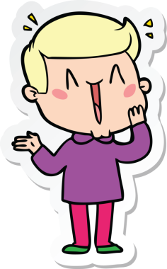 Bir insan tarafından çizilmiş heyecanlı bir adamın çıkartması.