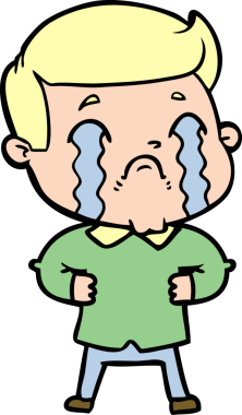 Bir insan tarafından çizilmiş ağlayan çizgi film adamı.