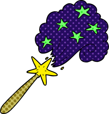 bir insan tarafından çizilmiş sihirli bir değnek.