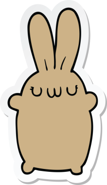 Bir insan tarafından çizilmiş çizgi film tavşanının çıkartması.