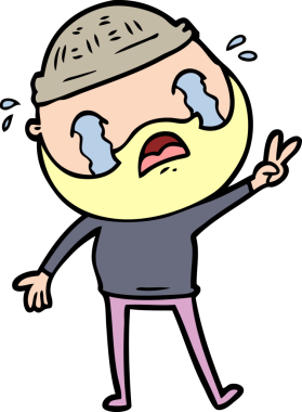 Çizgi film sakallı adam bir insan tarafından çizilmiş ağlıyor.