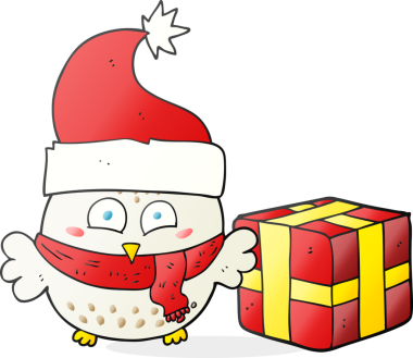 Bir insan tarafından çizilmiş serbest çizim Noel baykuşu.