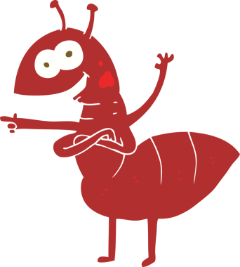 Bir insan tarafından çizilen karıncaların düz renk çizimi