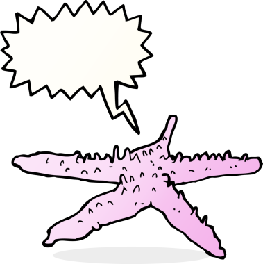 bir insan tarafından çizilmiş konuşma baloncuklu bir denizyıldızı.