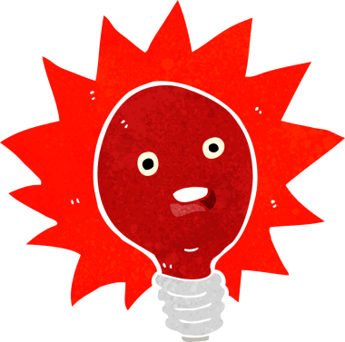 bir insan tarafından çizilmiş kırmızı bir ampul.