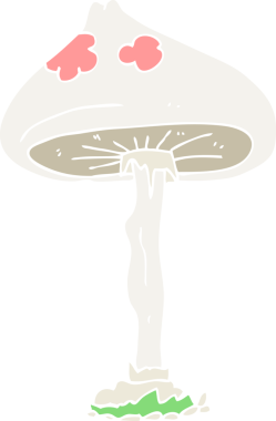 Bir insan tarafından çizilmiş mantarın düz renk çizimi