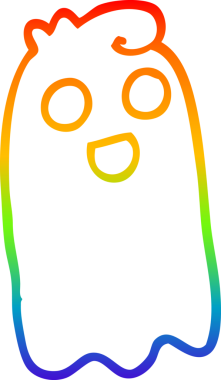 Bir insan tarafından çizilmiş bir çizgi film hayaletinin çizimi.