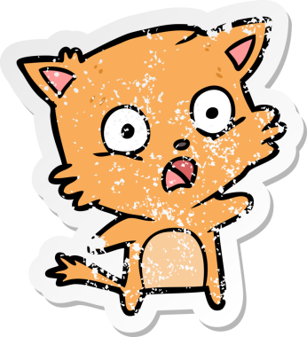 Bir insan tarafından çizilmiş karikatür bir kedinin sıkıntılı çıkartması.