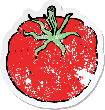 Bir insan tarafından çizilmiş bir domatesin gerilimli çıkartması.