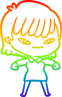 gökkuşağı gradyan çizimi bir insan tarafından çizilmiş bir karikatür kadın