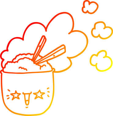 Bir insan tarafından çizilmiş sıcak pirinç kasesinin sıcak çizgi çizimi