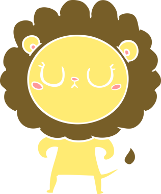 Bir insan tarafından çizilmiş düz renkli çizgi film aslanı