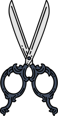 Bir insan tarafından çizilmiş geleneksel bir makas dövmesi.