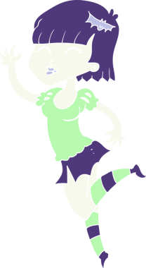 Bir insan tarafından çizilmiş vampir kızın düz renk çizimi